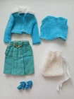 Vintage Barbie Doll 1974 Best Buy Knit Blue Sweater Suit #7752 Cmp. Shoes, Purse