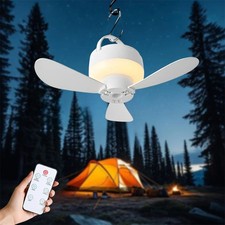 Smart Portable USB Ceiling Fan with Light Remote for Dorm Tent Outdoor Camping
