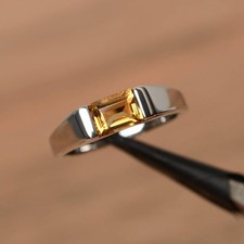 2CT Citrine Gemstone 925 Silver Plated Solitaire Ring Duty Free