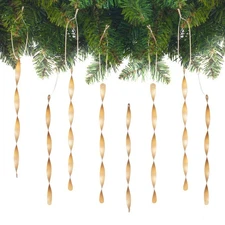AMS Christmas Tree Ornaments 24PCS Aluminum Twisted Icicles Matte Champagne 7"