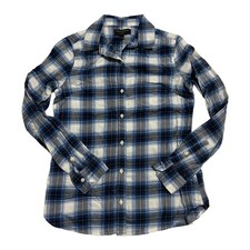 Banana Republic Classic Fit Blue White Plaid Long Sleeve Button-Up Shirt Sz XS