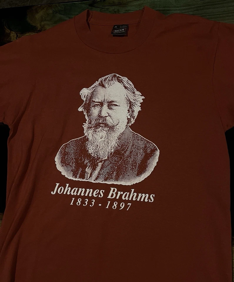 Camisa Gráfica De Colección Johannes Brahms Puntada Única Para Hombre M Compositor Pianista Foto 2 de 4