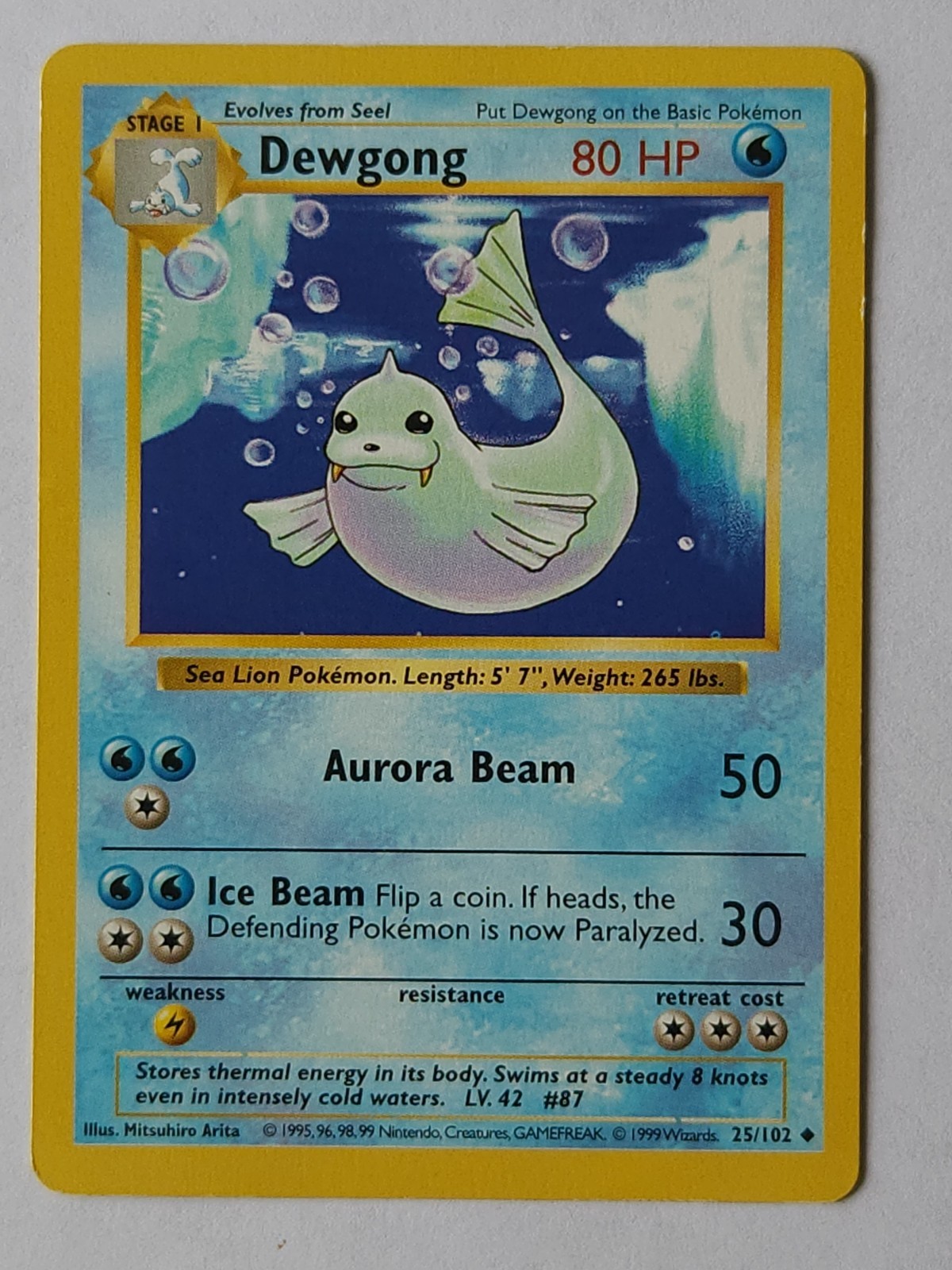Dewgong 25/102 Pokemon Card HP80 1999