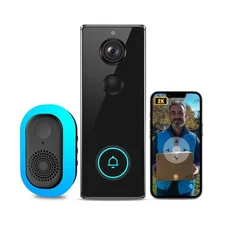 2K Wireless Video Doorbell Camera, No Monthly Fee, Head-to-Toe View, Night Vi...