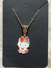 Sanrio Hello Kitty Whimsical Charm Cartoon Adorable Pendant Gold Necklace 18”