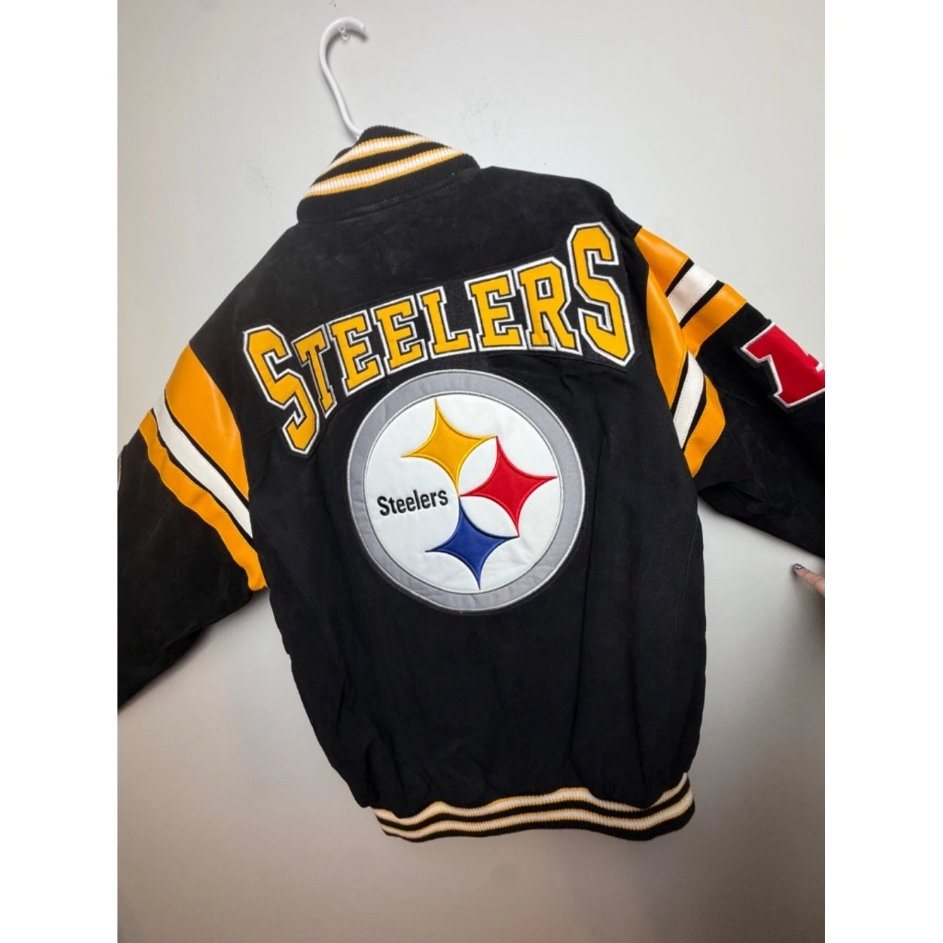 NFL Pittsburgh Steelers Suede Varsity Jacket NWT XL Vintage Style Streetwear - product detail image 9