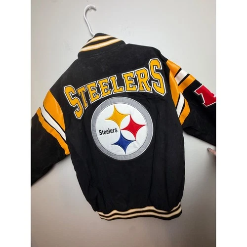 NFL Pittsburgh Steelers Suede Varsity Jacket NWT XL Vintage Style Streetwear image 9