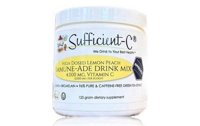 High Dose Non-Gmo Vitamin C Lemon Peach Immune-Ade Drink Mix Convenient 125 Gram