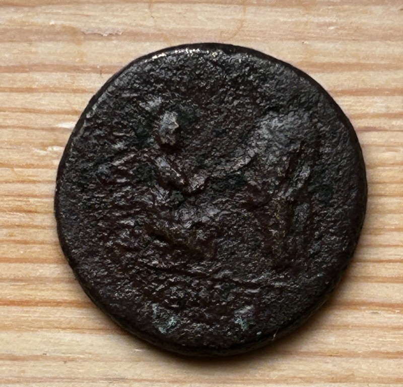 Æ 18 LYDIA, SARDIS TIBERIUS WITH LIVIA