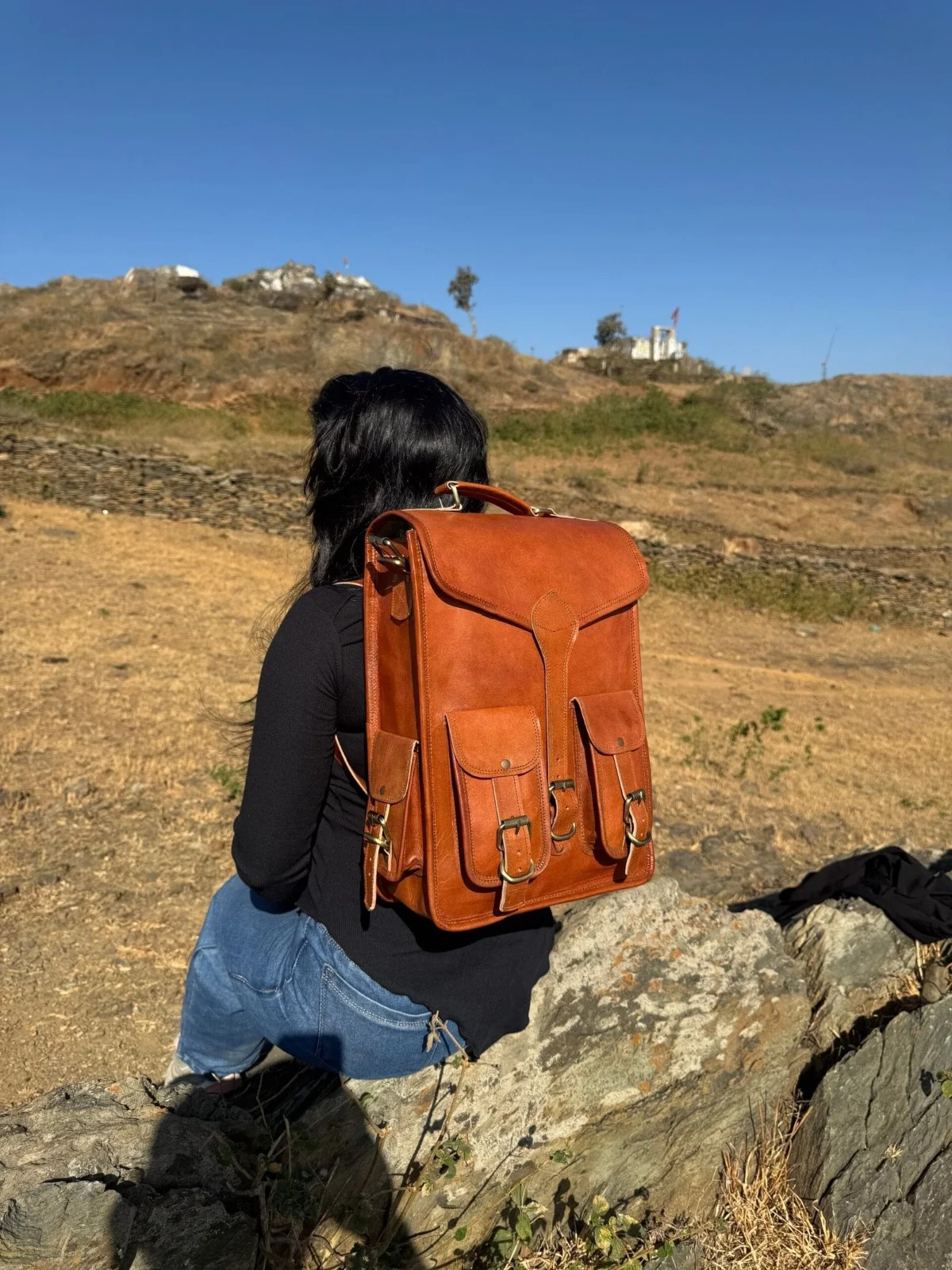 Vintage Brown Leather Backpack for Women, School Rucksack, Rustic Leather Bac... image 4