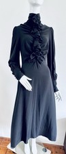 Robe midi Zimmermann col haut drapée volants soie stretch noire taille AU 0...