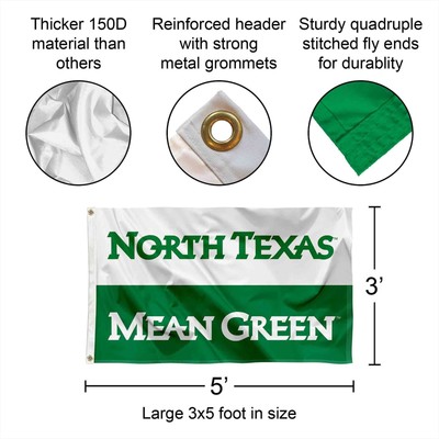 North Texas Mean Green Banner With Pole – 30x40 Inch, Double-Sided, Officially Licensed