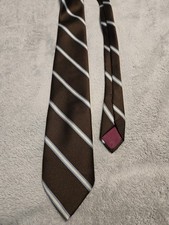 Mens Tie KETCH Brown. Lights Blue And Siler Striped  1066 