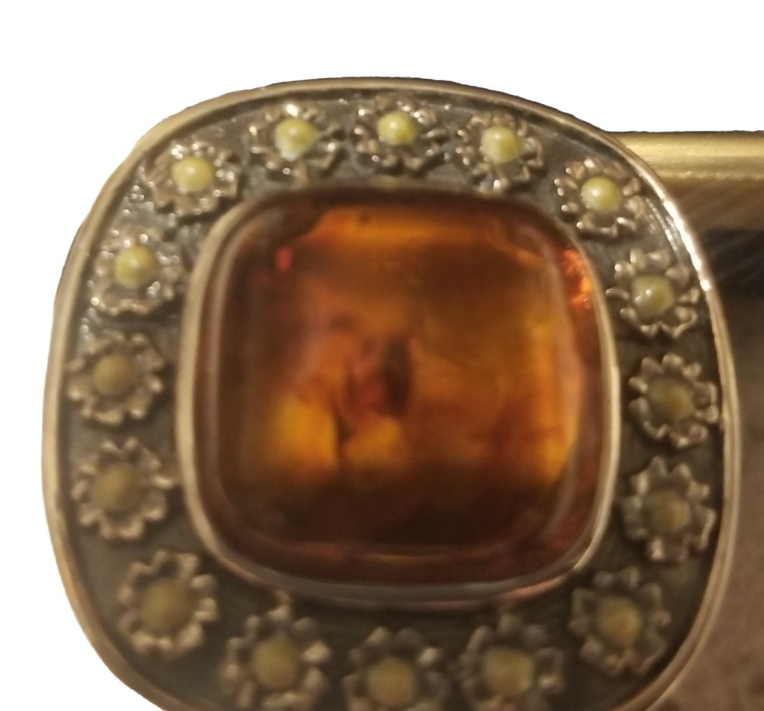 Amber Statement Ring Size 10, Sterling Silver 925 - image 8