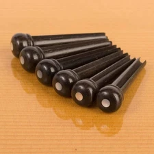 Waverly Ebony Guitar Bridge Pins with Pearl Dot Inlay, Slotted, Set of 6