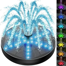 SZMP Solar Fountain Upgraded, 4W Bird Bath Fountain Pump with 7 Colors Lights, 7