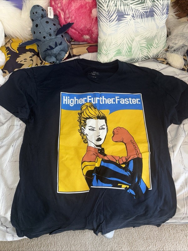 Captain Marvel Higher Further Faster Graphic T-shirt Large
