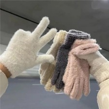 Fashion Thickened Furry Gloves Solid Color Warm Winter Gloves Cold-proof Windpro