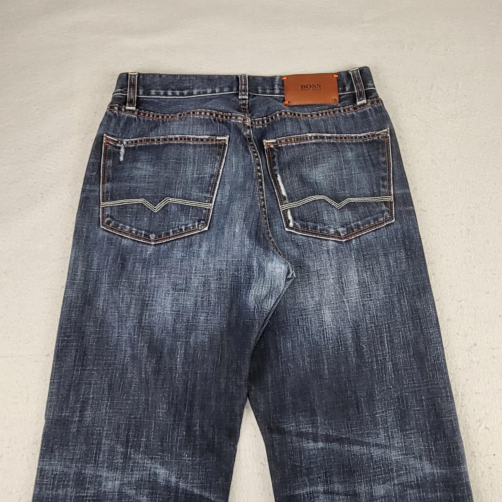 Hugo Boss Jeans Mens 30x30 Blue Medium Wash Relaxed Straight Distressed No Tag thumbnail 12