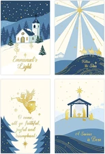 Christmas Cards Boxed with Envelopes - 24 Pack Assorted Religious Christmas Card