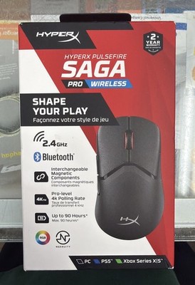 New HyperX Pulsefire Saga Black A2PB2AA Multi-Platform Pro Wireless Mouse New