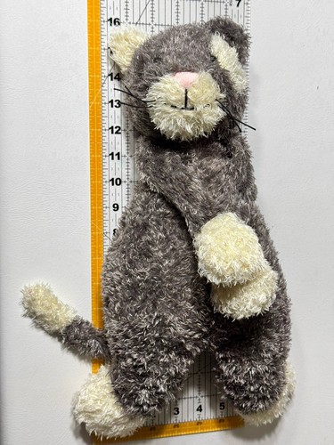 HTF Jellycat Bunglie Kitten Grey / Creme Soft Beanie Plush Stuffed Animal 16" - Picture 12 of 23