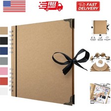 Scrapbook Album 60 Pages 8 x 8 Inch Brown Thick 200gsm Kraft Paper, Photo Alb...