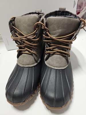 Henry Ferrera Women's Quilted Black Grey Winter Duck Boots Snow Rain Size 11