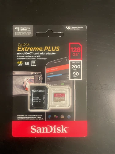 SanDisk Extreme 128GB UHS-I U3 200mbs Speed  MicroSDXC Memory Card SD Adapter