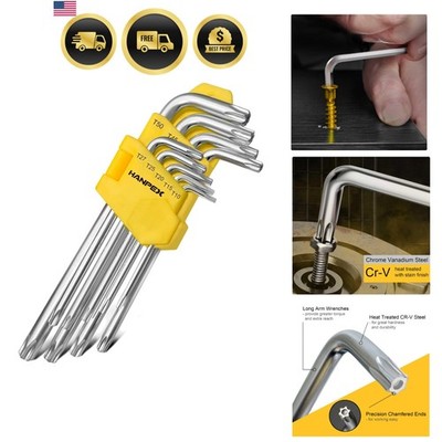 Long Arm Torx Star Allen Wrench Set, Star Key Set T10-T50, Hex Key Set Chrome...