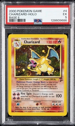 2000 POKEMON BASE SET 2 #4 CHARIZARD-HOLO PSA 5