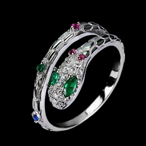 925 Sterling Silver Ring Marquise Simulated Cz Gemstone Jewelry Cobra Size 8