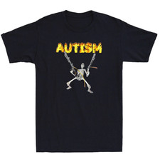 Autism Skeleton Funny Skull Holding Guns Dank Meme VintageT-shirtT-shirT