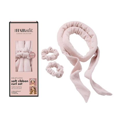 Heatless Soft Ribbon Curl Set Heatless Curling Rod with 2 Velour Scrunchies for