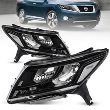 Pair Black Headlights For 2013-2016 Nissan Pathfinder SL 2.5L 3.5L Platinum