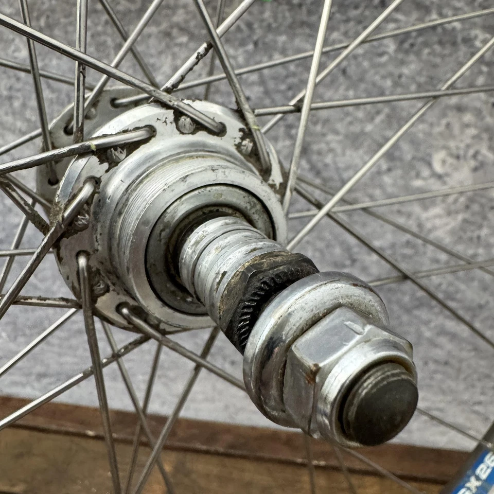 Rueda de bicicleta trasera especializada 24 pulgadas llanta Alex 36h cubierta MTB vintage 130 mm Foto 3 de 4