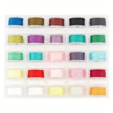 1box 25 roll 25 color Polyester Bobbin Thread with Plastic Bobbin for Embroidery