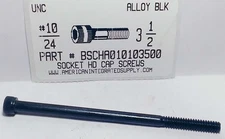 #10-24x3-1/2 Hex Socket Head Cap Screws Alloy Steel Black (6)