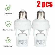 2X E27 PIR Infrared Motion Sensor LED Light Dimmable Lamp Bulb Holder Socket US