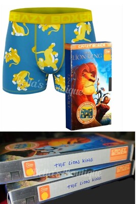 DISNEY CRAZY BOXER THE LION KING MEN'S BOXER BRIEFS, CREATIVE VHS PACKAGE, SMALL