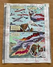 SGT ROCK #406 comic art color guide DOGFIGHT BURNING BOMBER TUSKEGEE AIRMEN