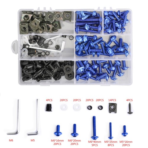Pinakine® 158Pcs Otorcycle Coplete Fairing Bolt Kit Fastener Clips