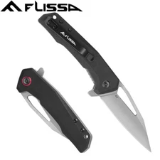 FLISSA Pocket Knife Folding EDC Knife 3-1/4 inch D2 Blade Liner Lock G10 Handle