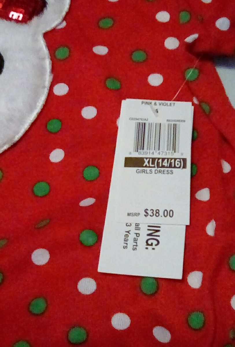 その他 K NEW Pink & Violet 'Polar Bear' Polka Dot Mock Neck Dress Size XL