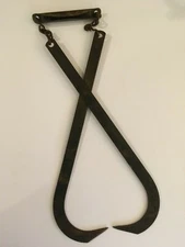 Antique Ice Block Tongs 16" Long, Chain & Bar Handle