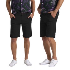 Mens Slim Fit Stretch Cotton Chino Shorts Casual Summer Wear Black Various Sizes