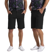 Mens Slim Fit Stretch Cotton Chino Shorts Casual Summer Wear Black Various Sizes