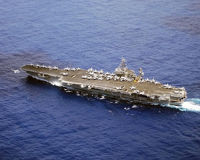 USS KITTY HAWK CV 63 & F-18 HORNET LAUNCH 8x10 GLOSSY PHOTO PRINT