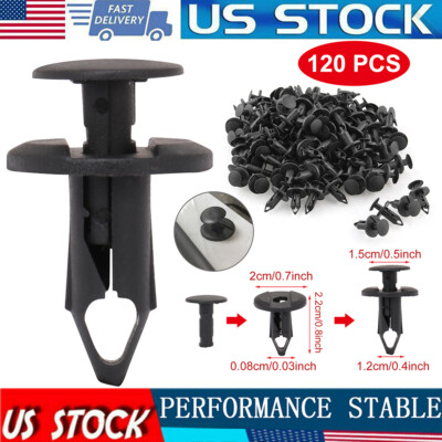 120PCS 8mm Bumper Clips Car Hole Retainer Rivets Fastener Fender Push Pin New