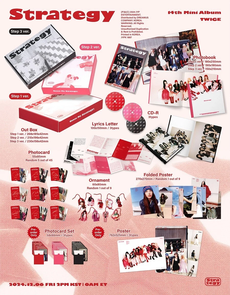 TWICE アルバム strategy 新品未開封 3形態セット 通常盤 TWICE STRATEGY 14th Mini Album 3 Ver SET/3CD+POSTER+3Photo